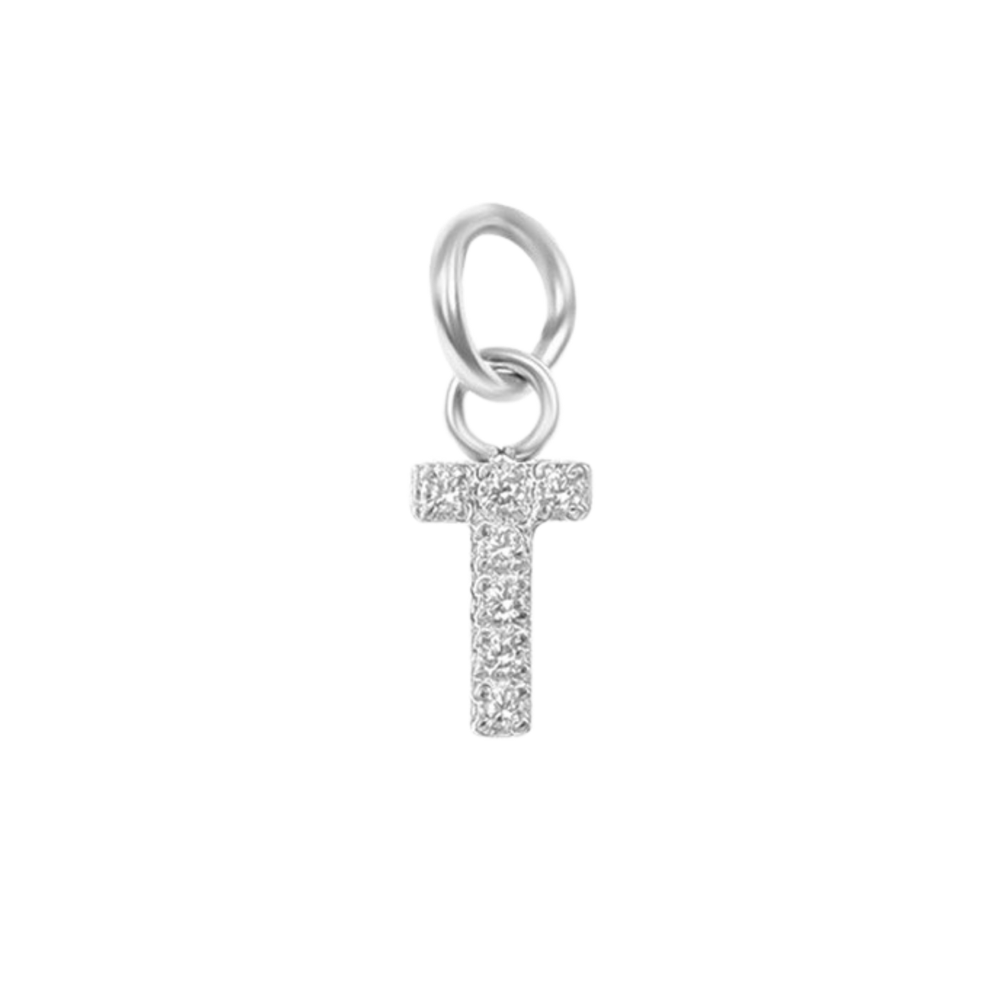 Mini Silver Paved Initial Charms