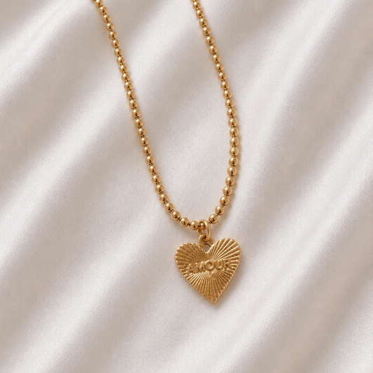 Beaded Amour Heart Pendant Necklace