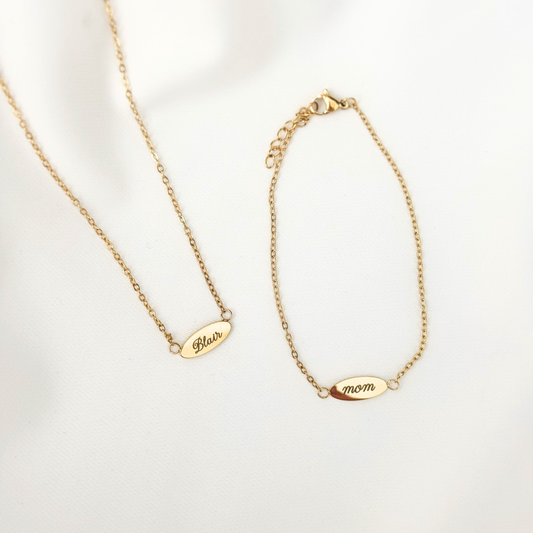18K Gold Oval Bracelet (Engravable)