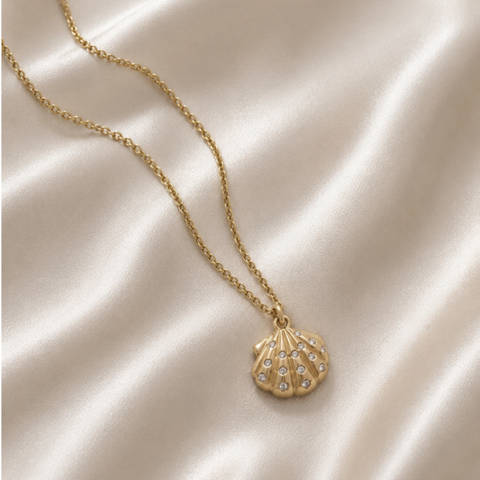 Cleo Paved Shell Pendant Necklace