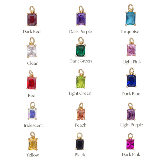 Small Baguette Colored Charms