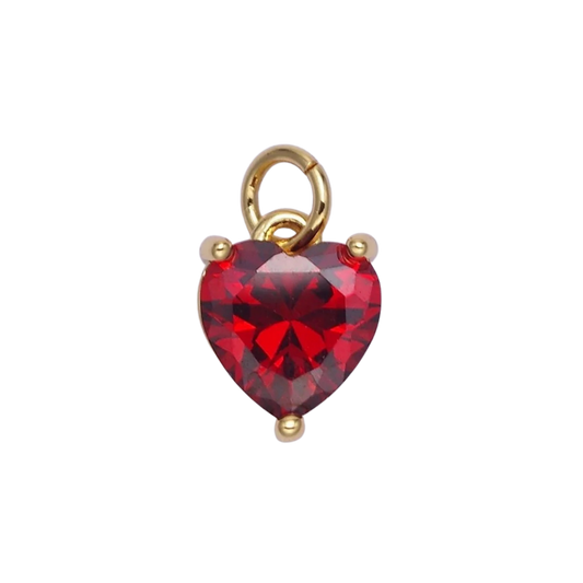 Small Colored CZ Heart Charms