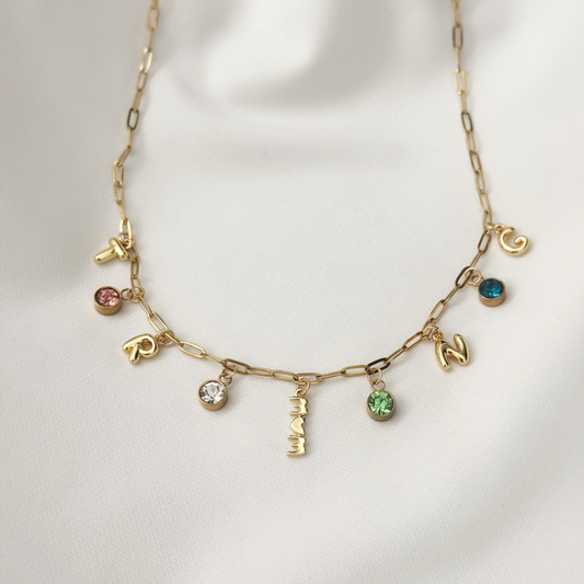 Birthstone + Initial Mother's Day Charm Necklace