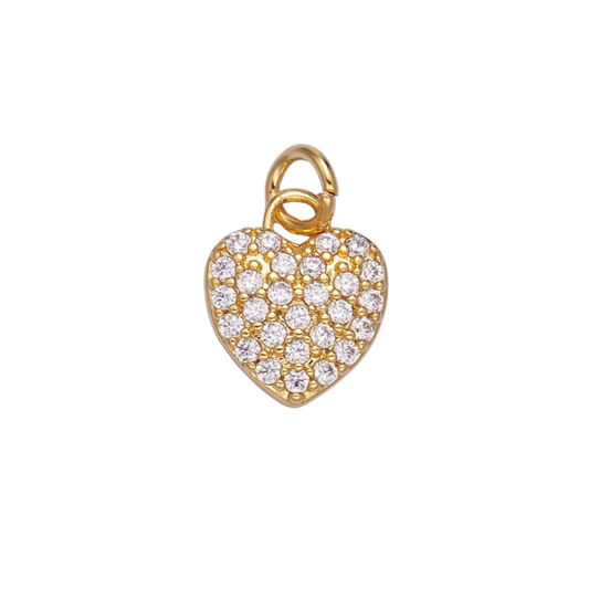 Small CZ Paved Heart Charm