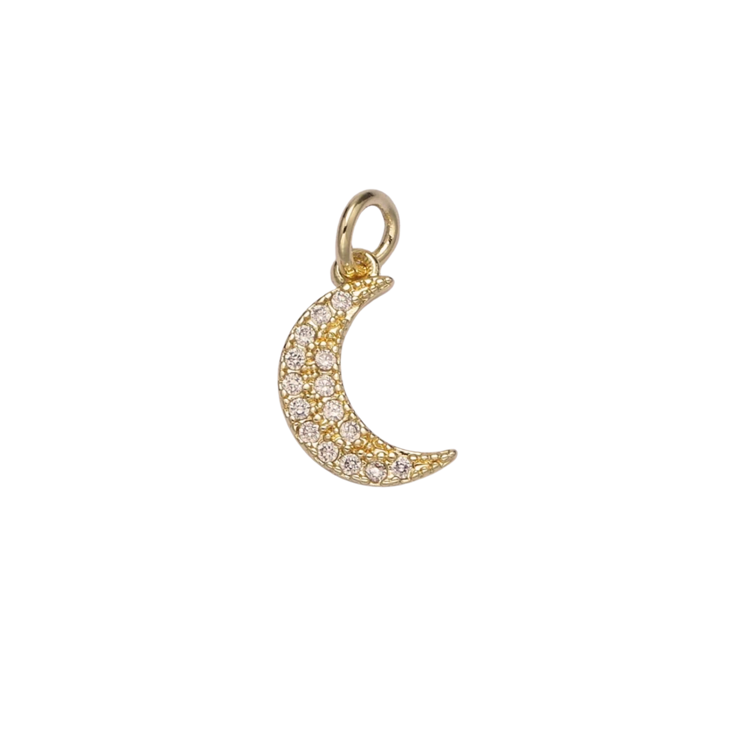 Mini Rhinestone Crescent Moon Charm