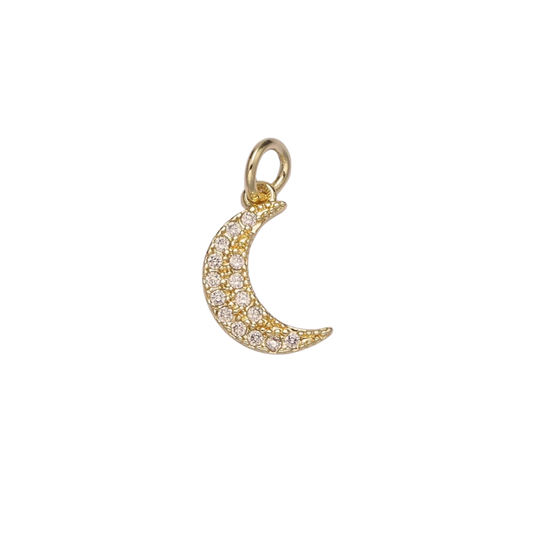 Mini Rhinestone Crescent Moon Charm