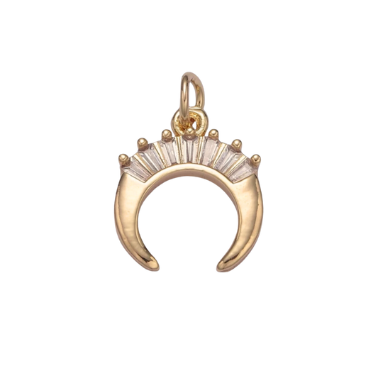 Medium Jewel Moon Horn Charm