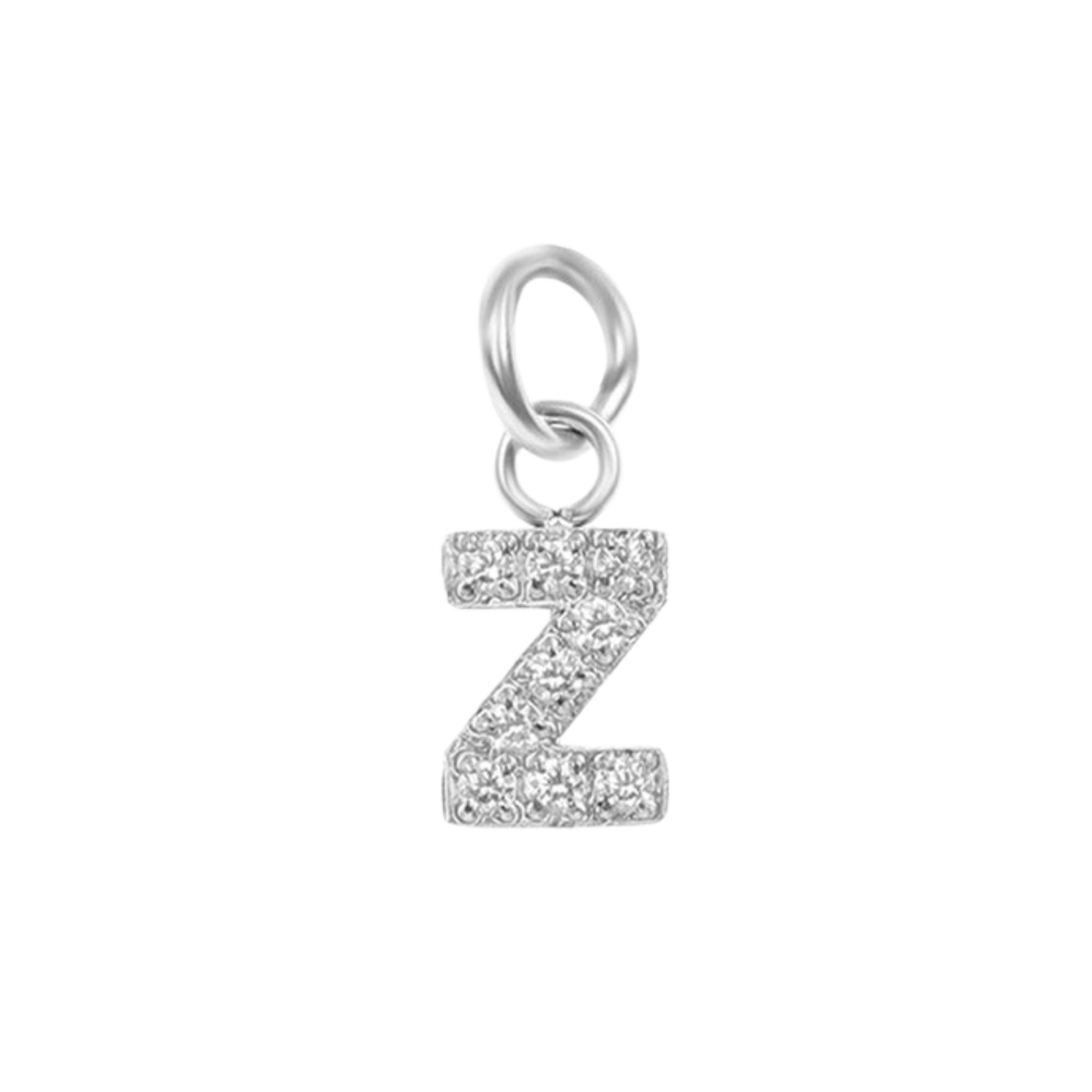 Mini Silver Paved Initial Charms