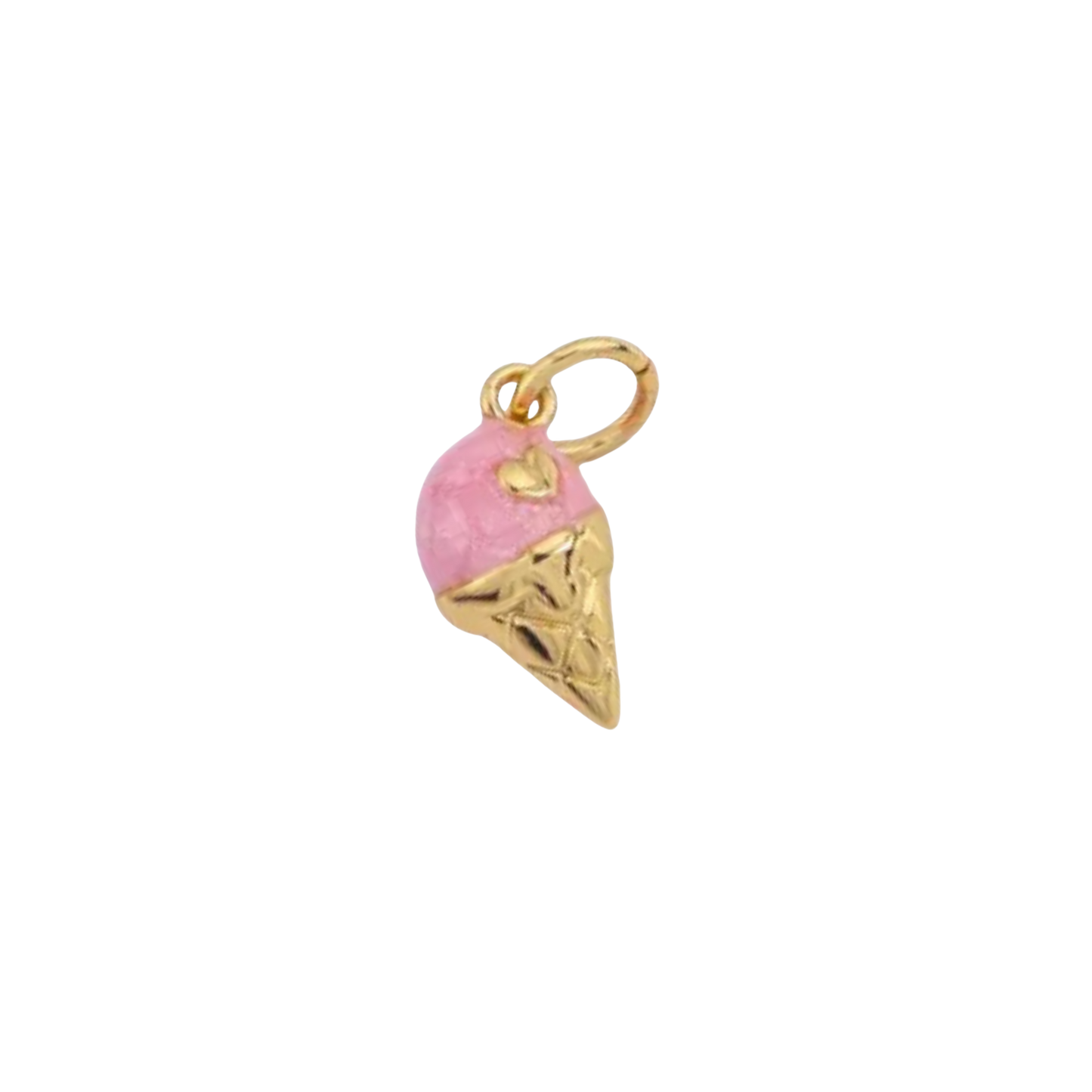 Mini Pink Ice Cream Cone Charm