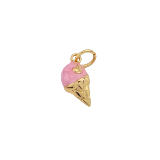 Mini Pink Ice Cream Cone Charm