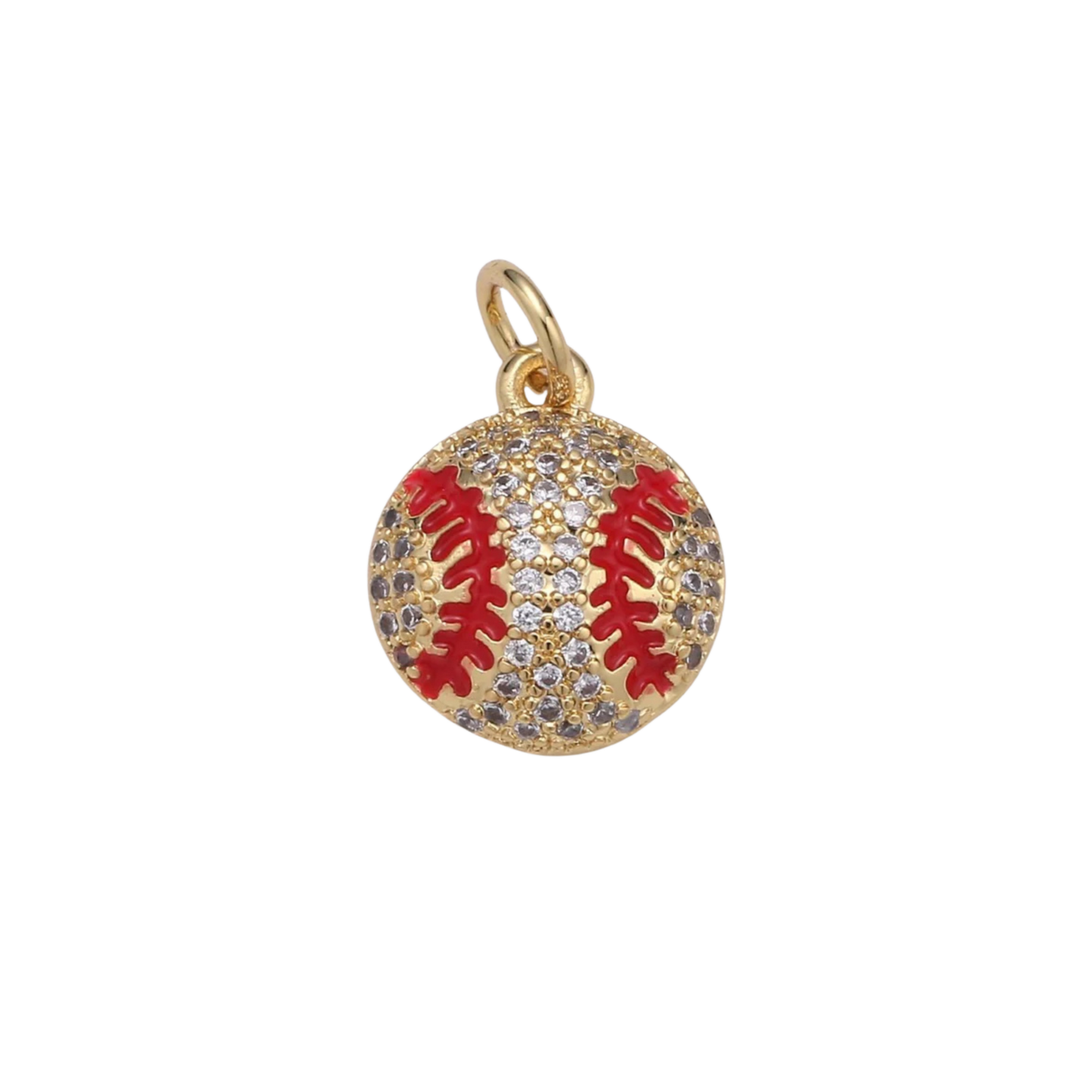 Small Rhinestone Baseball Charm