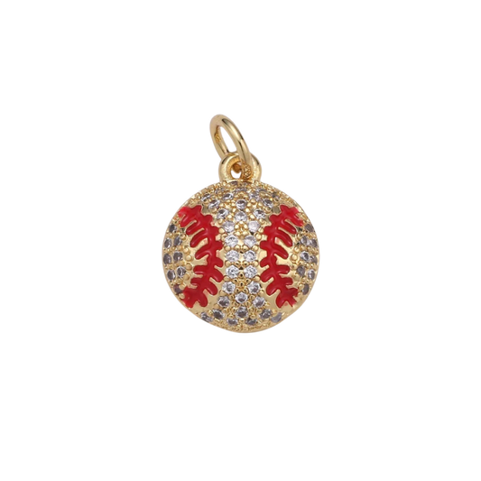 Small Rhinestone Baseball Charm
