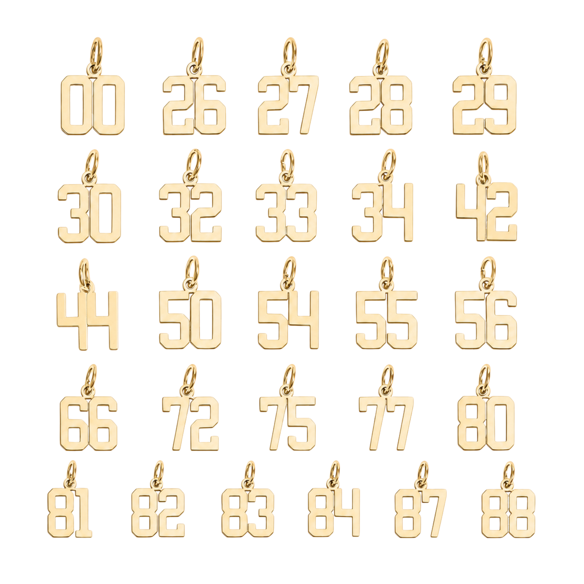 Small Gold Varsity Number Charms