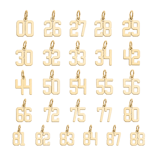 Small Gold Varsity Number Charms