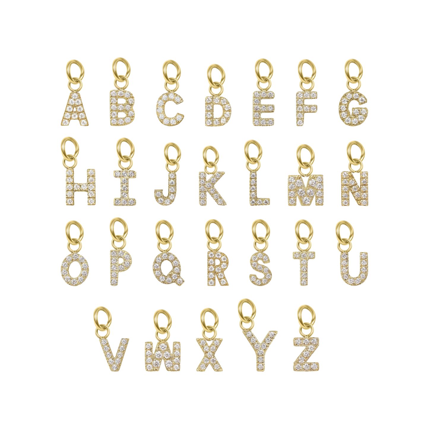 Mini 18K Gold Paved Initial Charms