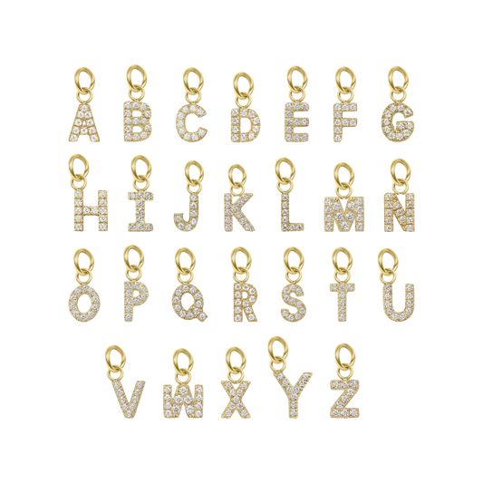 Mini 18K Gold Paved Initial Charms