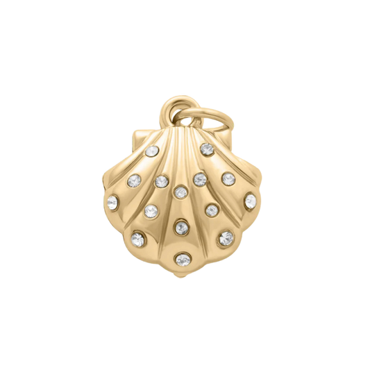 Medium Gold Paved Clam Shell Charm