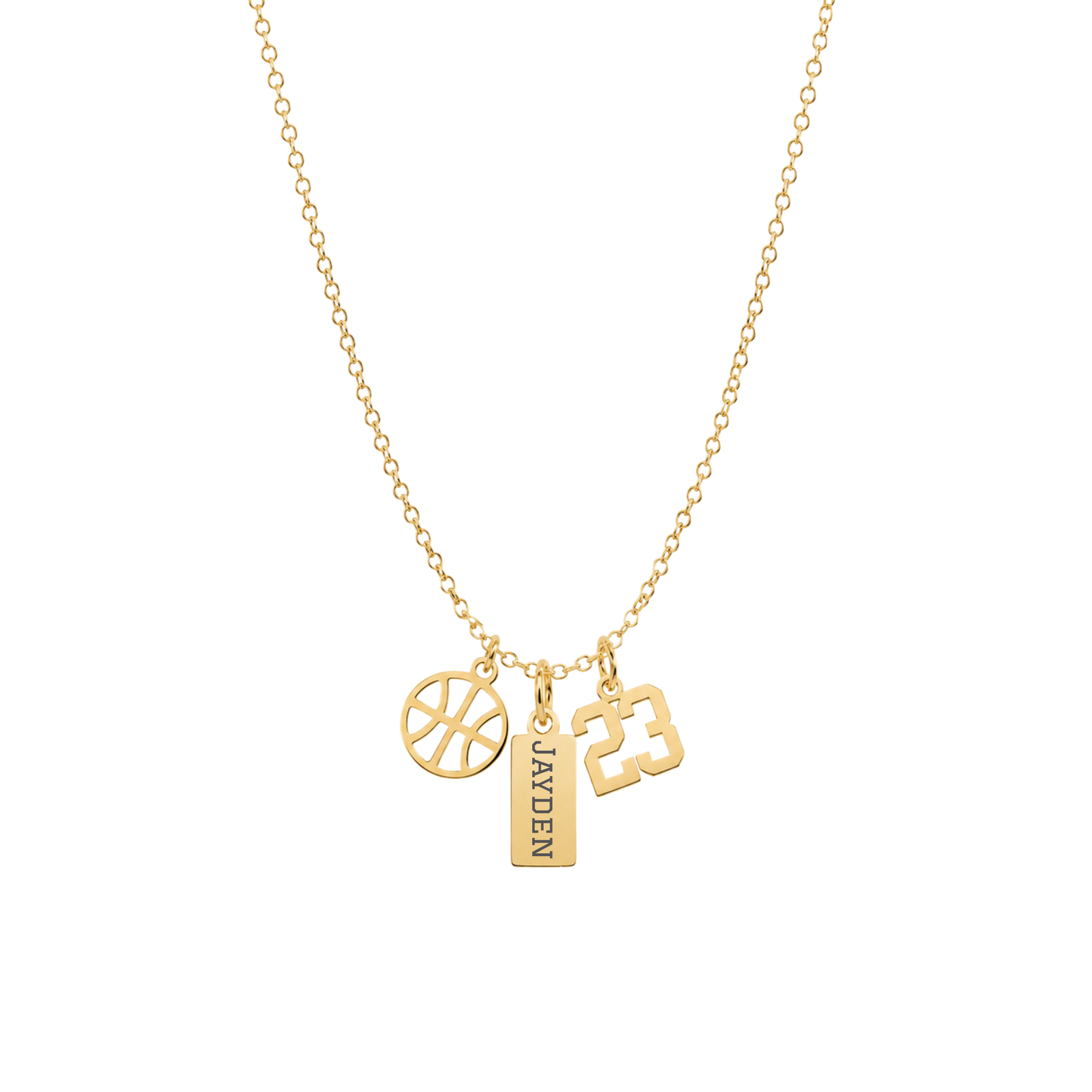 3-Charm Basketball Gold Necklace