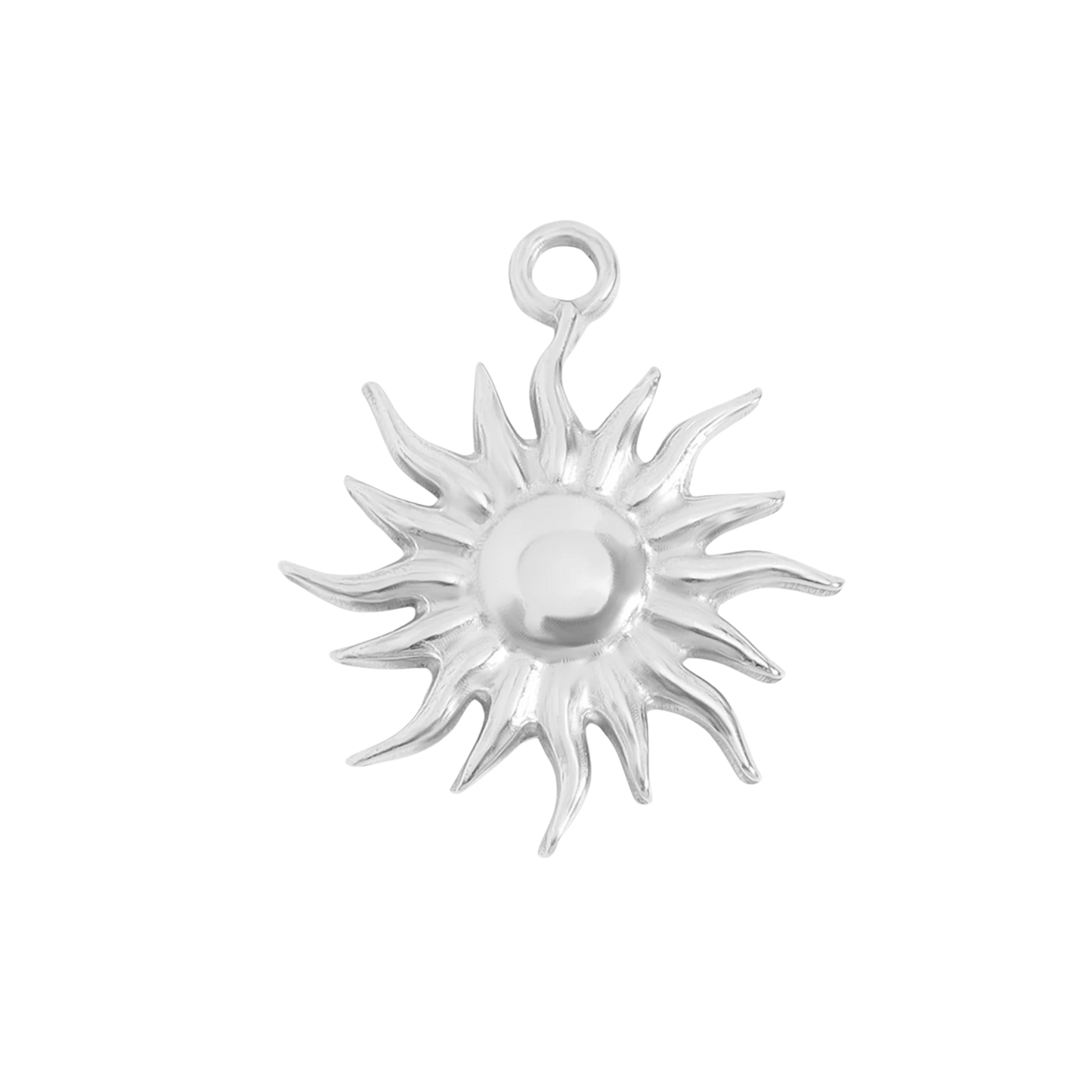 Large Silver Sun Charm
