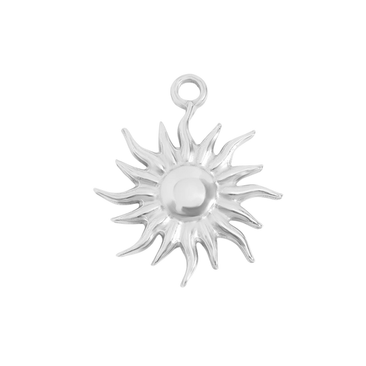 Large Silver Sun Charm