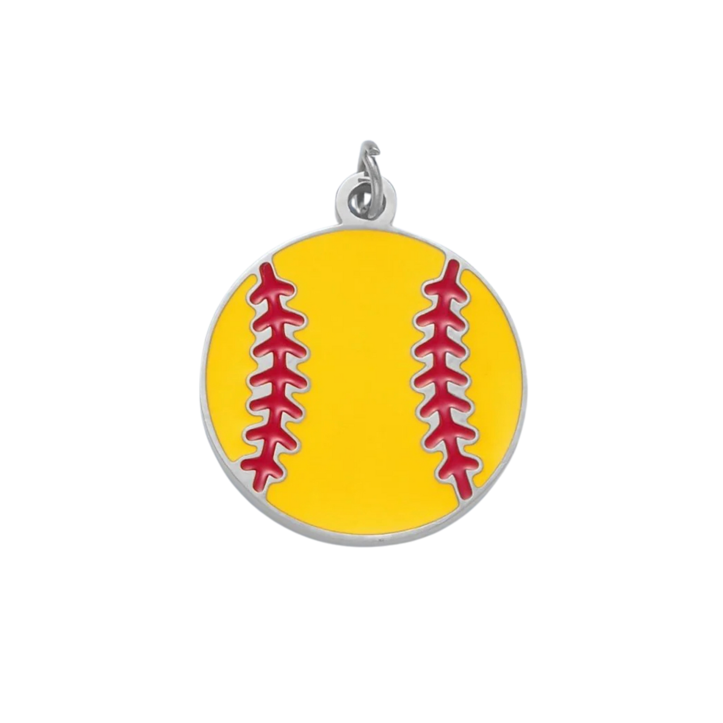 Large Silver Softball Charm