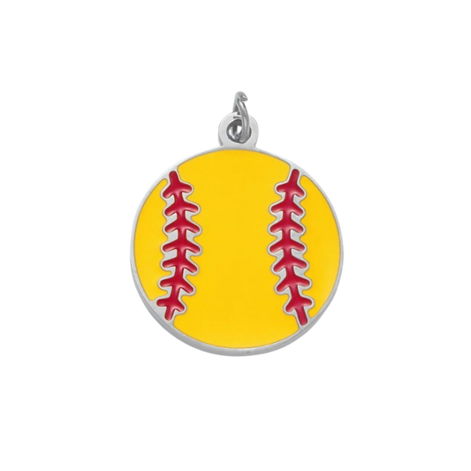 Large Silver Softball Charm