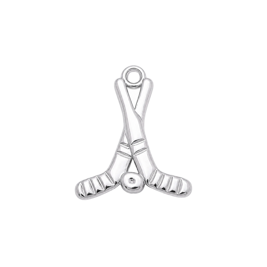 Large Silver Hockey Sticks Charm