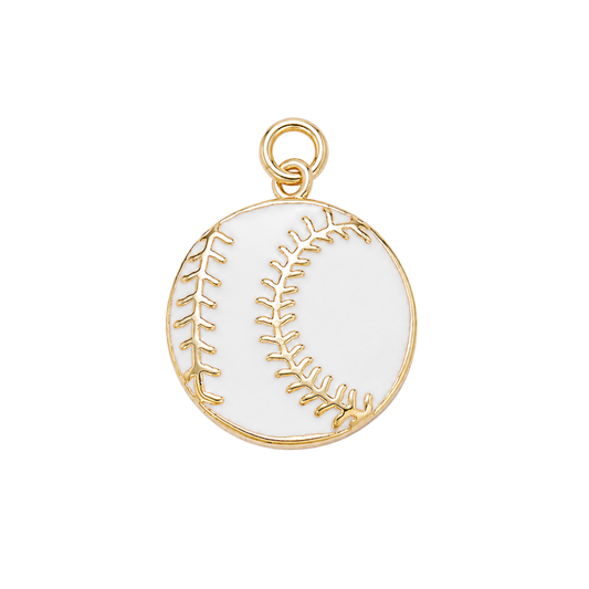 Medium Gold & White Baseball / Softball Charm