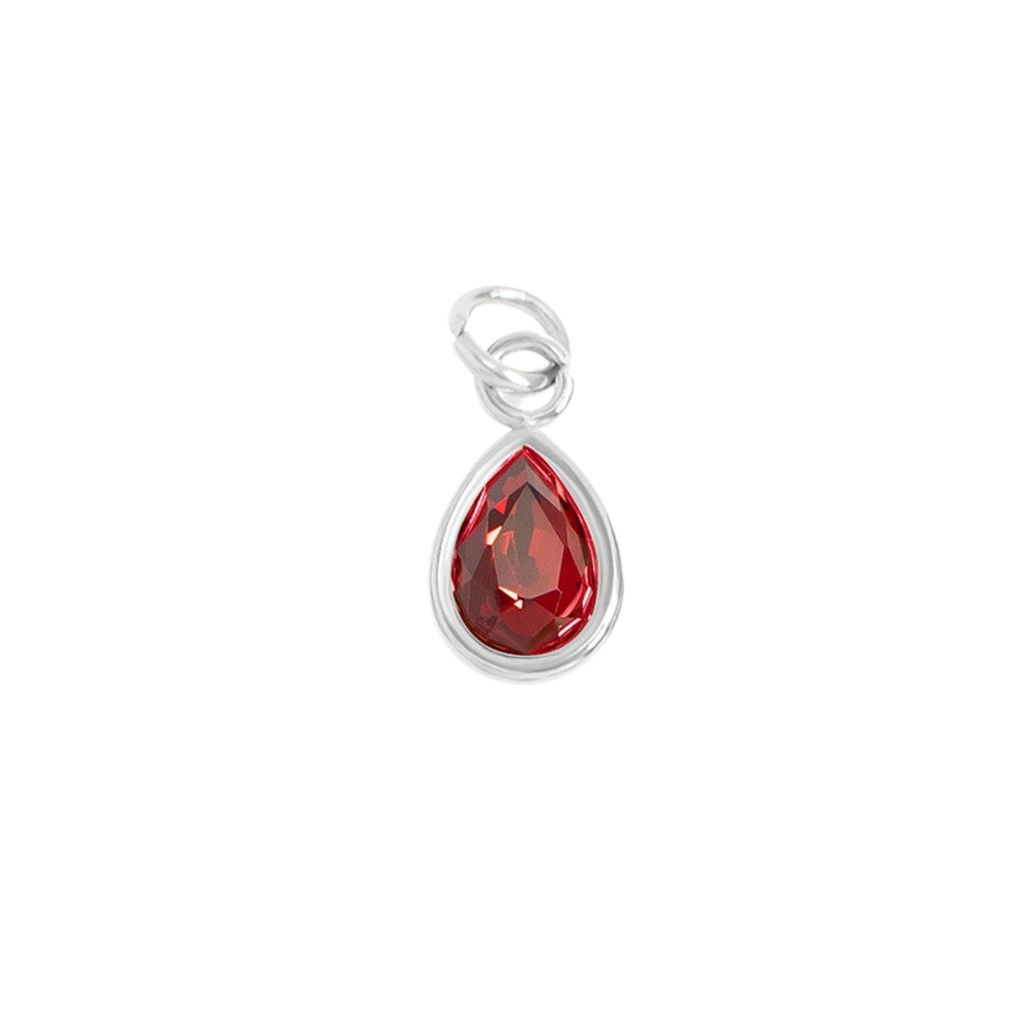 Mini Teardrop Colored Gem Charms (Silver)