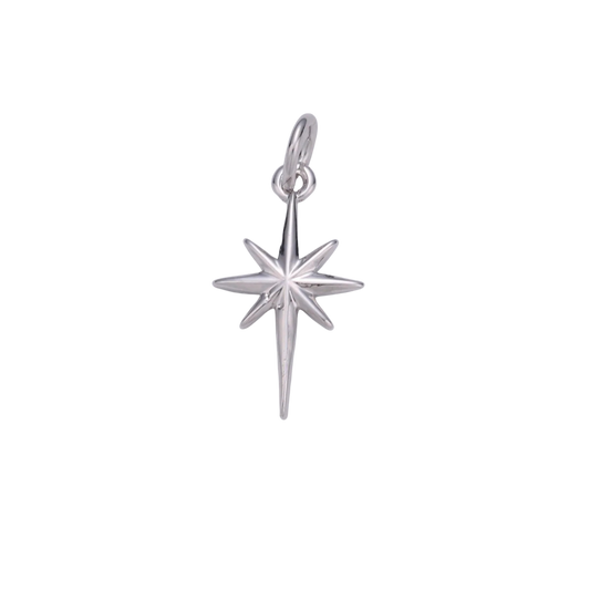 Small Silver Bright Star Charm