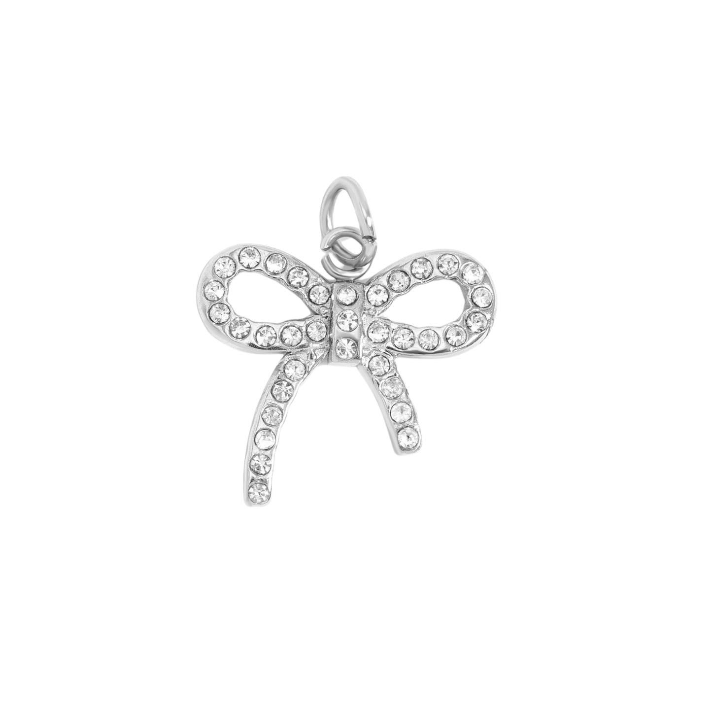 Medium Silver Rhinestone Bow Charm