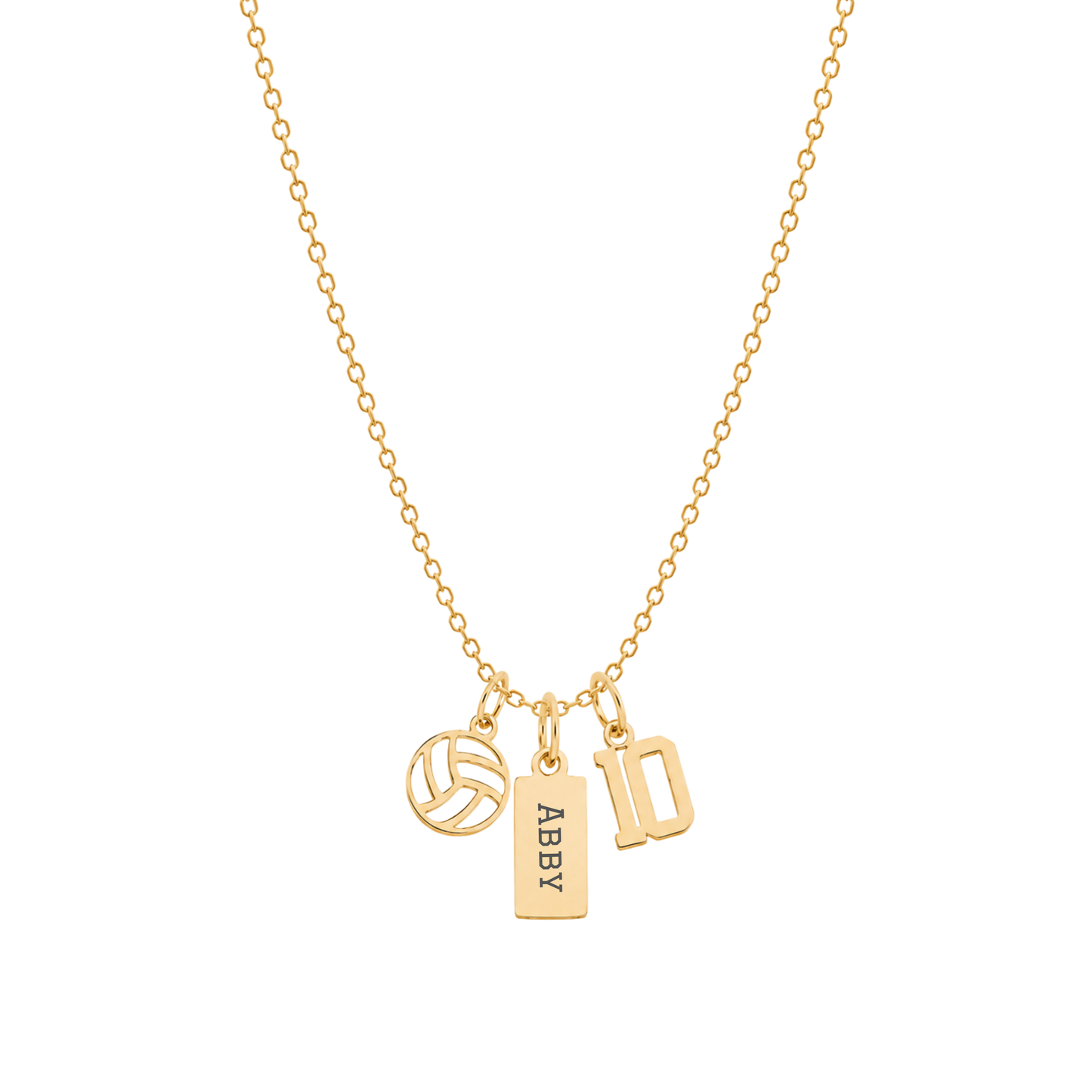 3-Charm Volleyball Gold Necklace