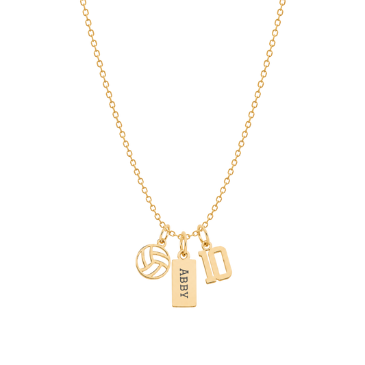 3-Charm Volleyball Gold Necklace