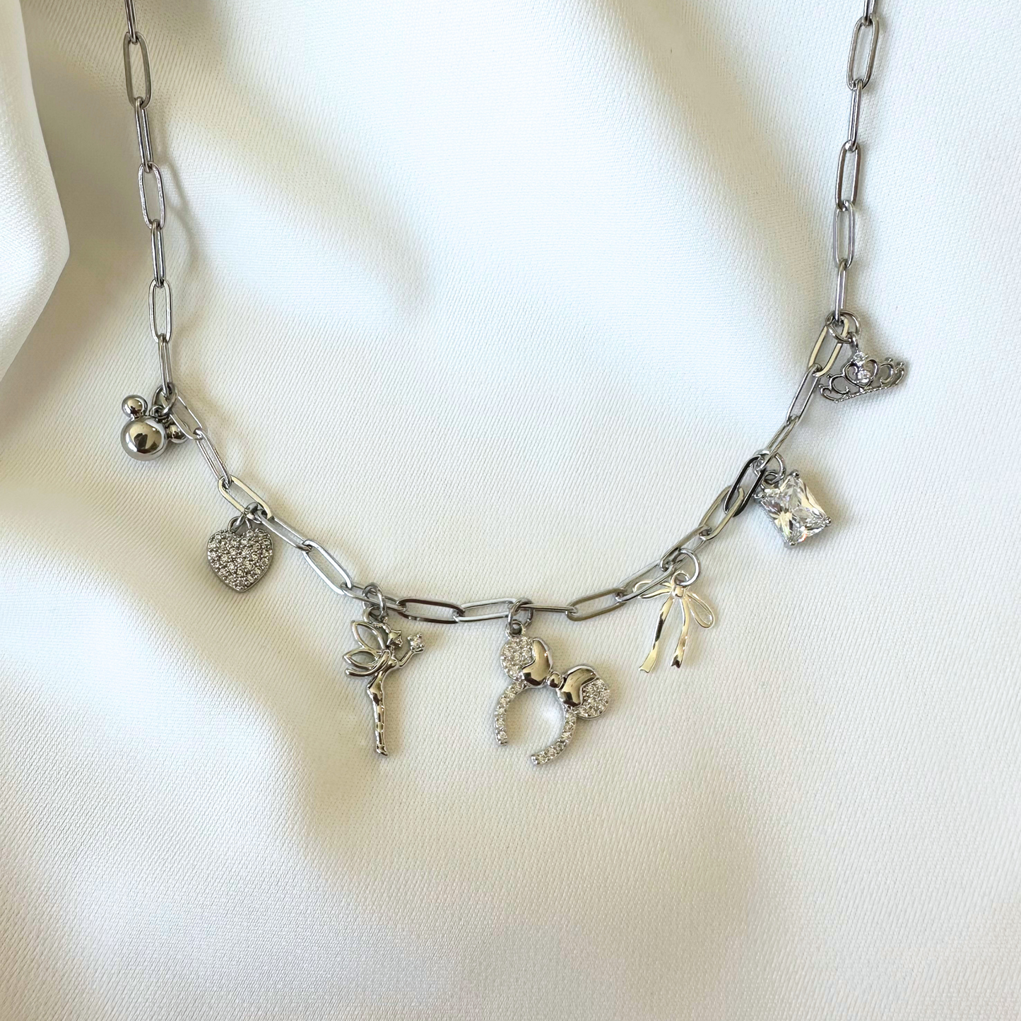 Silver + Sparkle Happiest Place 7-Charm Necklace