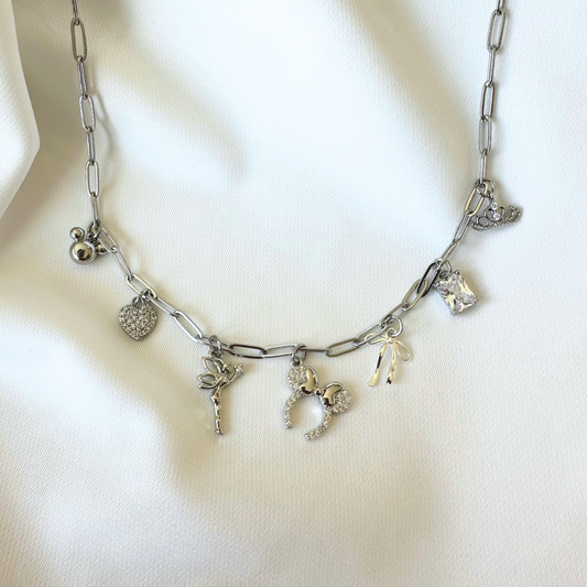 Silver + Sparkle Happiest Place 7-Charm Necklace
