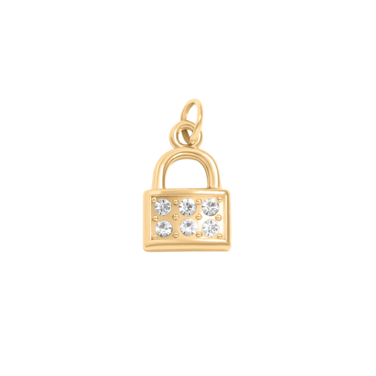 Mini Gold CZ Padlock Charm