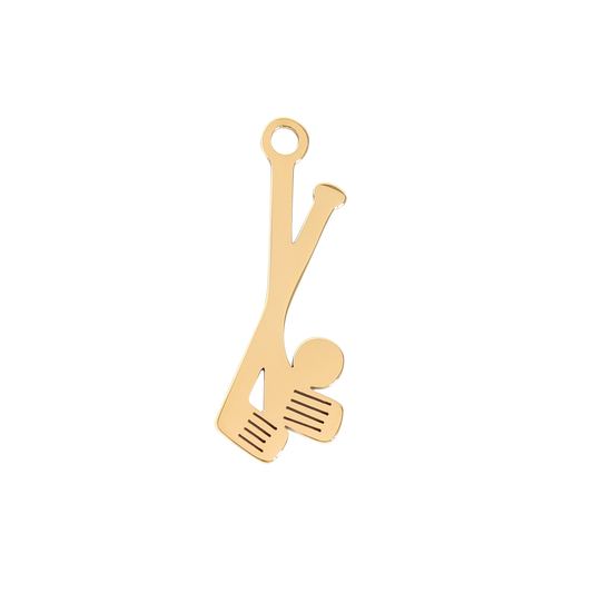 Large Gold Golf Clubs Charm