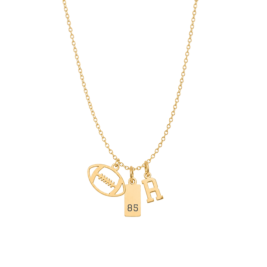 3-Charm Football Gold Necklace