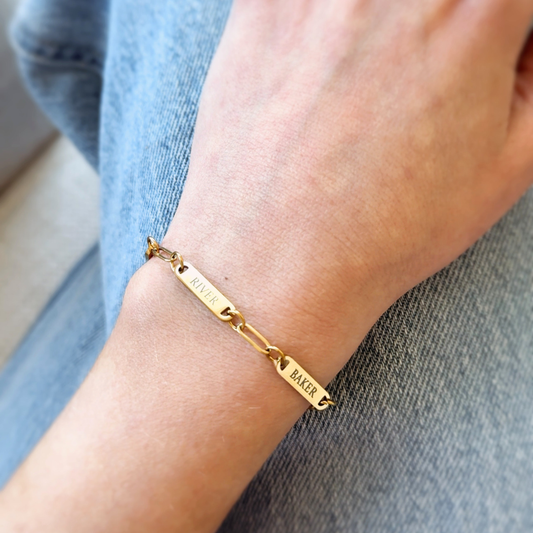 18K 1, 2, or 3 Bar Bracelet (Engravable)