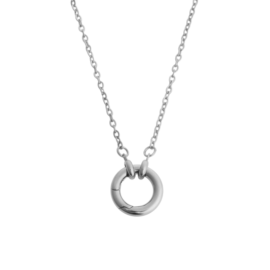 Silver Loop Chain with Circle Charm Holder Necklace
