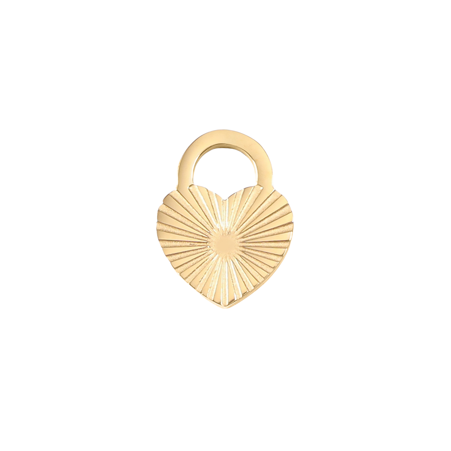 Small Gold Sunburst Heart Lock Charm