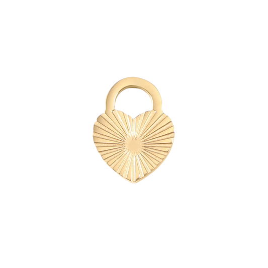 Small Gold Sunburst Heart Lock Charm