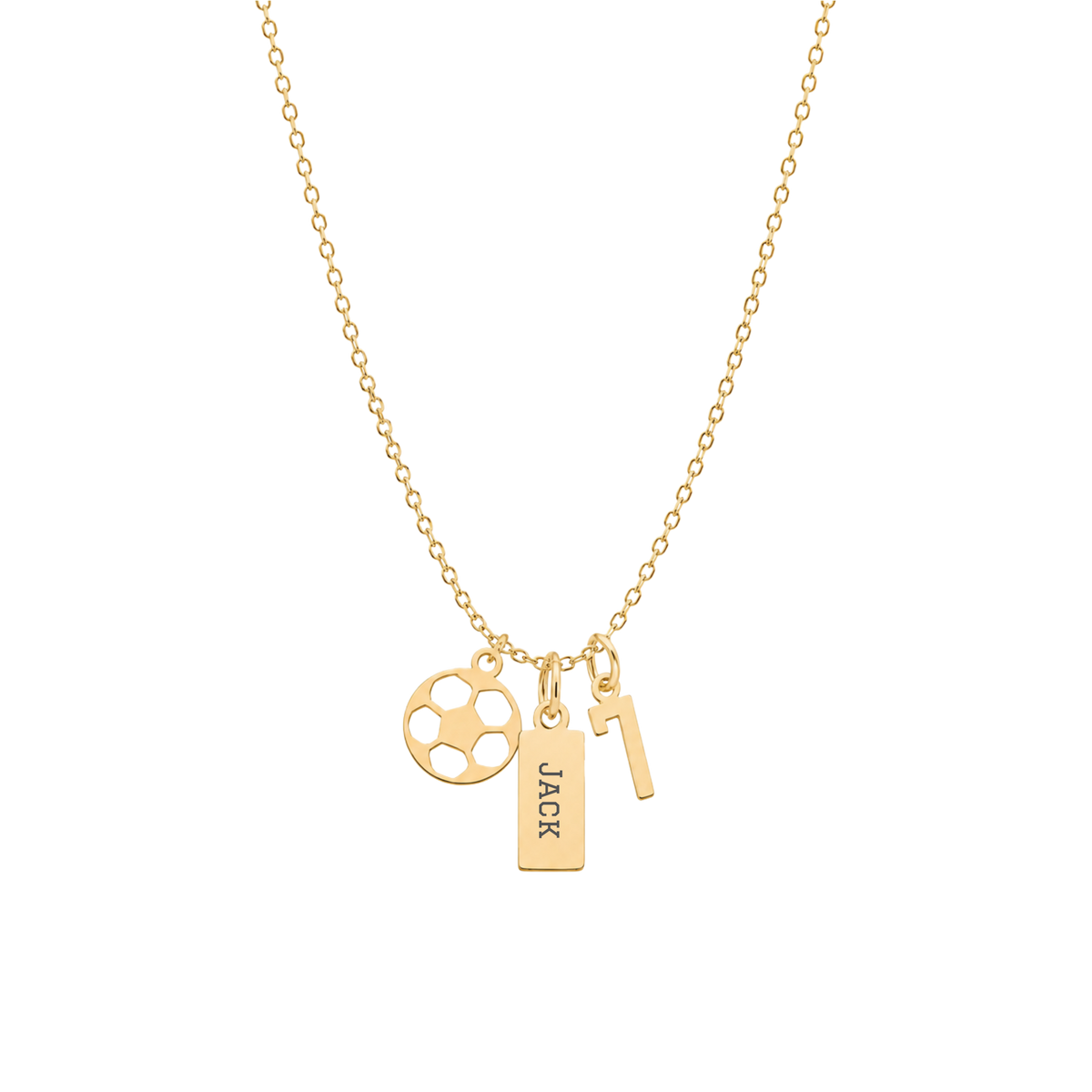 3-Charm Soccer Gold Necklace