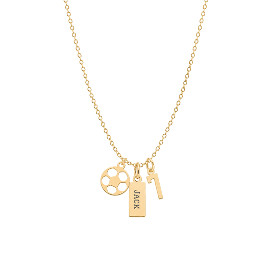 3-Charm Soccer Gold Necklace