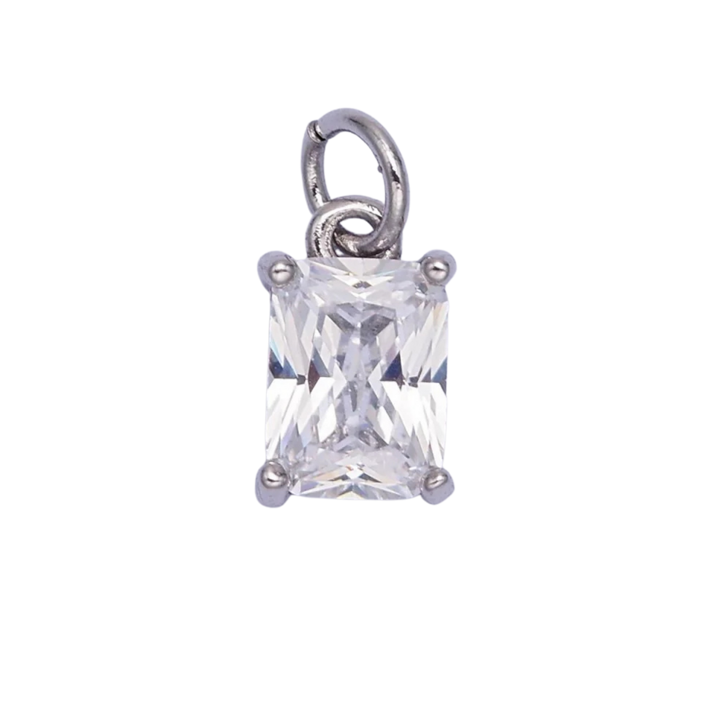 Small Silver Baguette Colored Charms