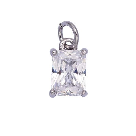 Small Silver Baguette Colored Charms