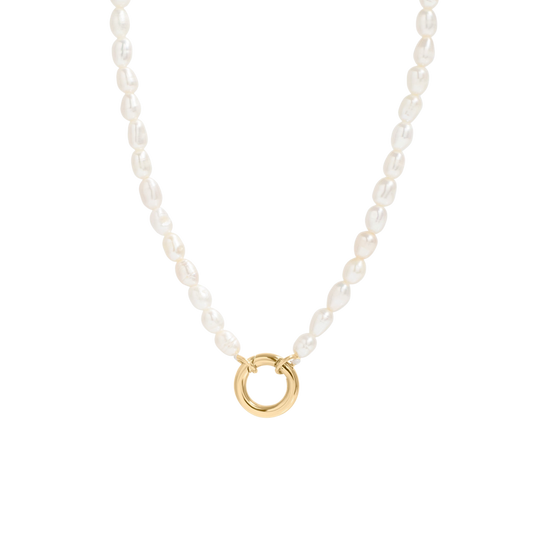18K Freshwater Pearl Charm Holder Necklace