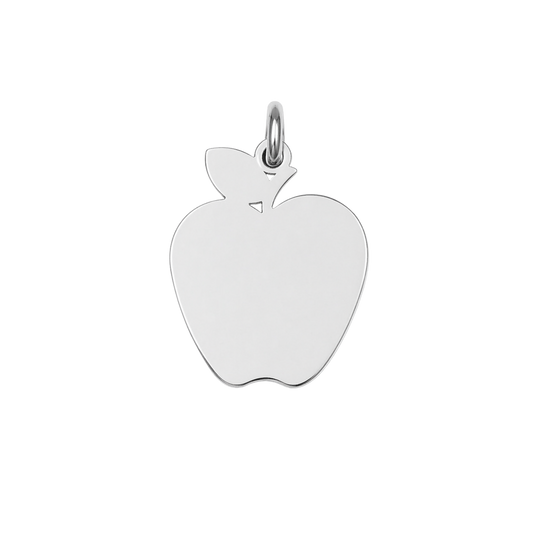 Medium Silver Apple Charm (Engravable)