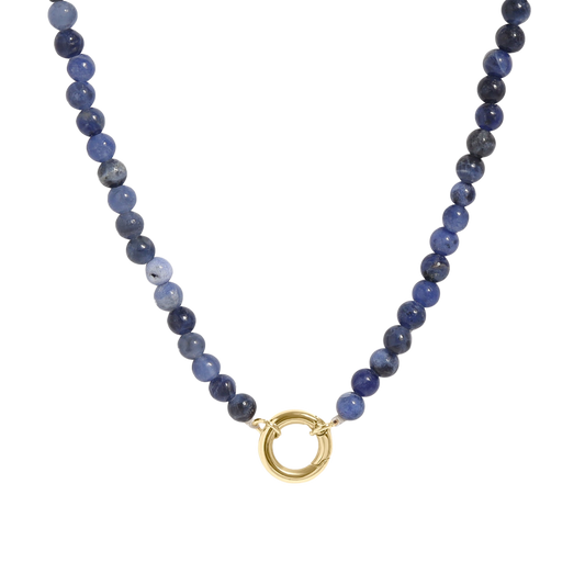 18K Sodalite Beaded Charm Holder Necklace