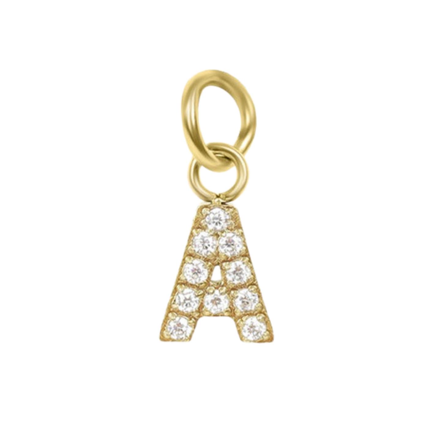 Mini 18K Gold Paved Initial Charms